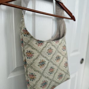 Structured Tote Bag/Purse made with Floral Vintage Tapestry Fabric