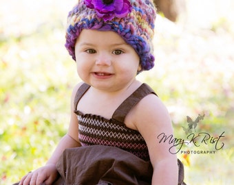 New- The Jamie Hat PATTERN, Featuring Bulky Handspun Yarn, 4-5 WPI, Size 6 Months-2T, Knit Hats, Props