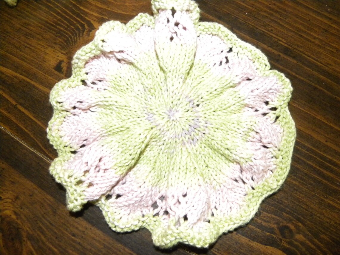 Gracie Wash Clothdoily Knitting Patterndownloadable File, Lace Knit