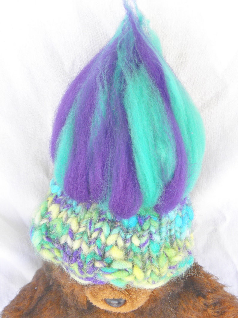 TROLL DOLL-Baby Hat Knitting PATTERN Thing One, Thing Two-For Baby Photography Prop Uses Handspun Yarn, in 2 Sizes image 4
