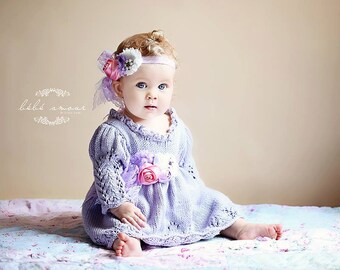 Elena Dress PATTERN, Baby Dresses, Knits, Newborn-12 Months, Lace Knitting, Photo Props, Photography Props, Classic, First Birthday Dress