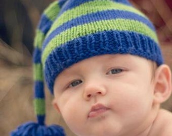 Newborn Striped Hat Knitting PATTERN-Pdf, New Baby Gift, Photo Prop