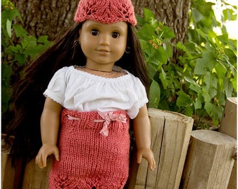 Lacy Skirt, Capelet and Hat PATTERN for Doll Clothing, 18" Doll, Hand Knit Skirt-Features Lace and Pretty Trim