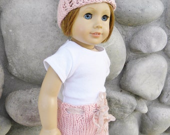 Jocelyn Doll Set, Skirt and Hat PATTERN for Doll Clothing, 18" Doll, Hand Knit Skirt-Features Lace and Pretty Trim