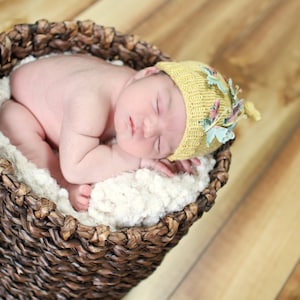 Baby Hat PATTERN-Pink Lemonade One-Skein Pdf, Hat for Photo Prop, in 3 Sizes