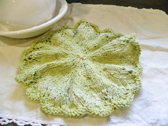 Gracie Wash Cloth-Doily Knitting PATTERN-Downloadable File, Lace Knit, Gift, Round, Classic Style, Wedding, Housewarming, Scalloped, Doilies