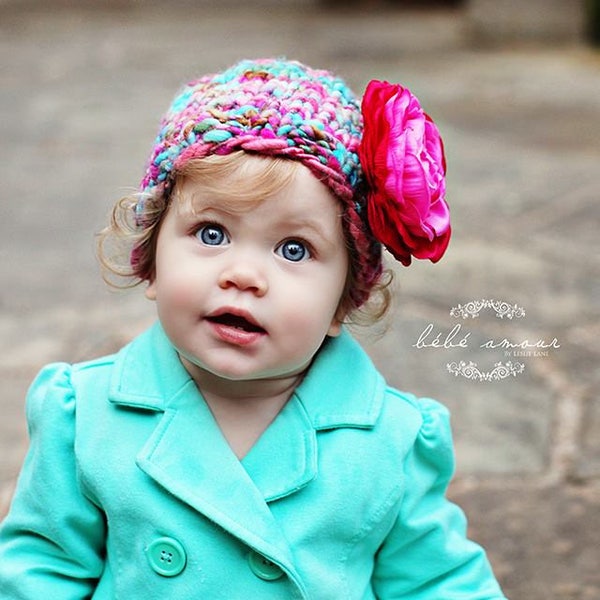 New- The Jamie Hat PATTERN, Featuring Bulky Handspun Yarn, 4-5 WPI, Size 6 Months-2T, Knit Hats, Props