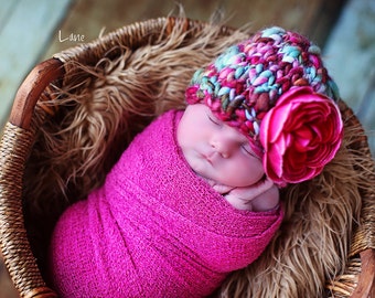 NEW Yarn List-Newborn Hat PATTERN, Amelia Knitting Pattern, For Photo Prop, Made With Super Bulky Handspun Art Yarn-Newborn-6 Months-New