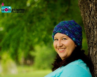 Handspun Hat Pattern, Adult Size- Super Bulky Yarn, Quick Knit Gifts, Thick and Thin, Blue, Green, Winter, Fall, Cozy Hats, Unigender