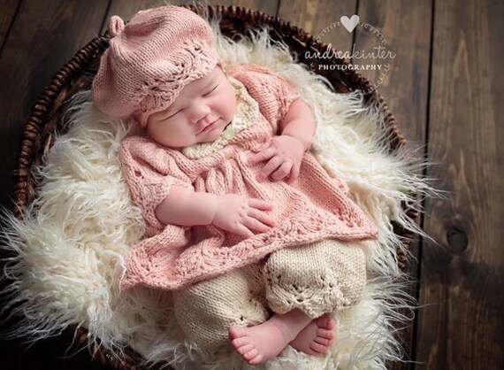 Gracie Beret Hat PATTERN, Newborn Hats, Spring, Summer Knits, Lace