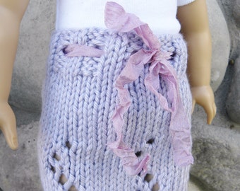 Madilyn Doll Set, Skirt and Hat PATTERN for Doll Clothing, 18" Doll, Hand Knit Skirt-Features Lace Design