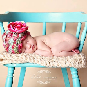 NEW Yarn List-Newborn Hat PATTERN, Amelia Knitting Pattern, For Photo Prop, Made With Super Bulky Handspun Art Yarn-Newborn-6 Months-New