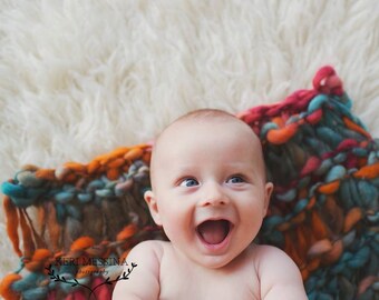 Briar Super Bulky Handspun Prop Blanket PATTERN, Ultra Vibrant, Gorgeous-Newborn Photography-Mini