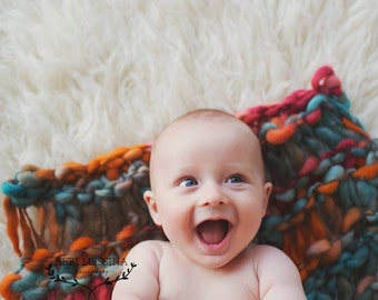 Briar Super Bulky Handspun Prop Blanket PATTERN, Ultra Vibrant, Gorgeous-Newborn Photography-Mini