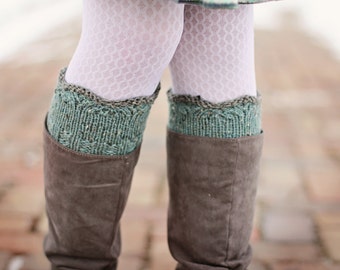 Gracie Boot Cuffs Knitting PATTERN, One Skein Knits, Leg Warmers, Winter Wear, Worsted, D.K., Aran, Lace, Lacy, Decorative Cuffs