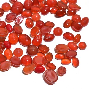 Mini Carnelian Cabochons, Smooth Polished Orange Red Gemstone Lot, Small Oval Round Flatback Stones