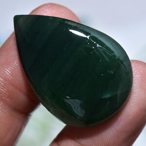 Glossy Finish Green Jade Oval Gemstone, Polished Smooth Flat Back Loose Stone, Natural Green Crystal Cabochon For Pendant/Ring Making 4.  22x32x3mm,/30ct