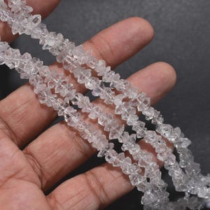 Natural Herkimer Diamond Uncut Beads, Double Terminated Quartz Beads, Uneven Clear Gemstone Raw Crystal, Untreated Nugget Strand for Jewelry