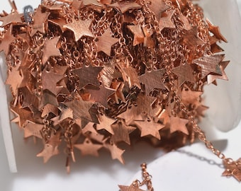 Twilight Star Rosary Chain, Rose Gold Plating Dangle Charm Chain, Handmade Brass Metal Linking Chain, Bulk Connector Beads Chain For DIY
