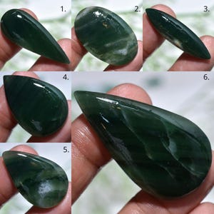Glossy Finish Green Jade Oval Gemstone, Polished Smooth Flat Back Loose Stone, Natural Green Crystal Cabochon For Pendant/Ring Making image 1