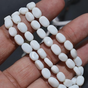 Natural White Opal Nugget Beads – Smooth Tumbled Gemstones – Loose Crystal Pebble Beads for DIY Jewelry Making, Healing Stone Strand