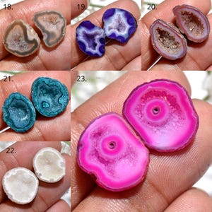 Rare Druzy Agate Pair, Violet Domed Quartz Matching Set, Unpolished Geode Gemstone Pair For Earrings Craft, Purple Fancy Loose Crystals Duo