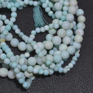 Peru Opal Runda Pärlor, Slät Naturlig Ädelstenssträng, Lös Kristall för Smycken