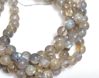 Natural Blue Fire Labradorite Beads, Smooth Round Stone Strand, Spectrolite Loose Gemstone Ball Line