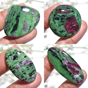 Natural Ruby Zoisite Cabochon, Green Pink Polished Gemstone for Jewelry Designers