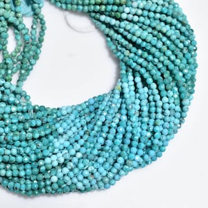 Natural Tibetan Turquoise Shaded Faceted Beads, 2.25mm Rondelle Shape Micro Cut Gemstone  Strand