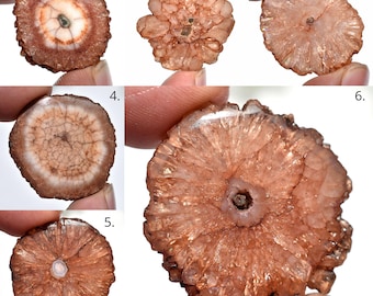 Brown Solar Quartz Cabochon, Fancy Coin Shimmery Unpolished Stones, Flatback Stalactite Slice Crystals