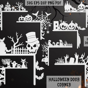 Halloween Door Corner Svg, Halloween Door Trim svg, Spooky House Svg, Halloween Home Decor, Halloween Door Hanger svg, Glowforge Halloween.