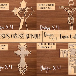 Jesus and Cross Laser Cut File, Christian Wall Art, Faith SVG Jesus, Wooden Cross, Wall Decor Cross, Christian Ornaments, Vector File Laser.