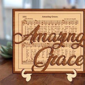 Amazing Grace Ornament Svg, Amazing Grace Stand Decor Laser Cut, Catholic Svg, Religious Tiered Decor, Amazing Grace Sign, Music Faith Svg.