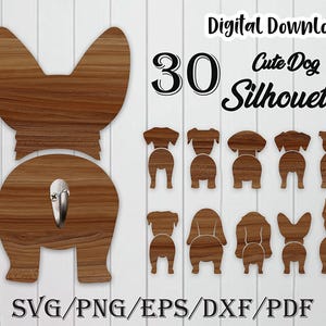 Dog Butt Svg Bundle, Dog Svg, Dog Butt Silhouette, Leash and Key Rack, Pet Leash Hooks Svg, Digital Cut File, Dog Shape Vector, Glowforge.