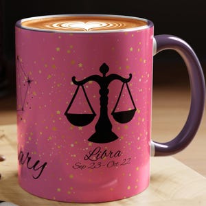 Balanced Libra Scales Mug | Diplomatic Air Sign Coffee Cup | Custom Zodiac Gift with Name