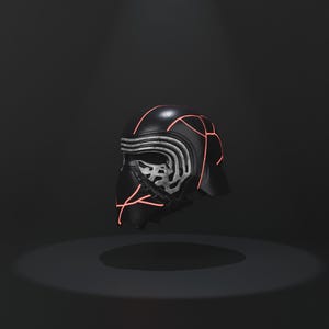 Archivo STL del casco reforjado de Kylo Ren: accesorio de cosplay de ciencia ficción (apto para cabeza de 56 cm)