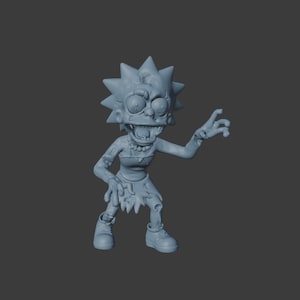 Zombie Girl STL: Creepy Cartoon 3D Printable Figure - Halloween Decor