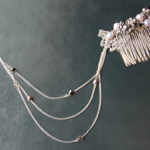 OFFER Jewelled ear cuff chain bridal comb headpiece Mabel, bridal accessories image 3