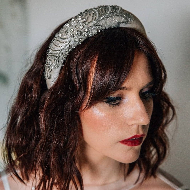 NEW Florence ivory beaded padded headband. NOCTURNE COLLECTION image 1