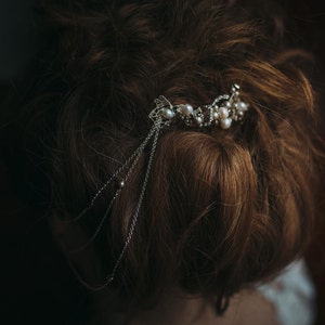 OFFER Jewelled ear cuff chain bridal comb headpiece Mabel, bridal accessories image 2