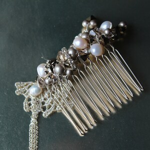 OFFER Jewelled ear cuff chain bridal comb headpiece Mabel, bridal accessories image 4