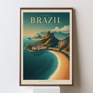 Brazil beach Travel Print, Brazil Travel Poster, Brazil Travel Wall Art, Travel Art, Vintage Travel