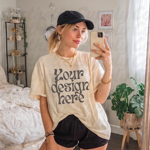 Selfie Mockup Ivory CC1717 Mockup Lifestyle Mockup Comfort Colors Ivory Boho Mockup Oversized Mockup Trendy Mockup Aesthetic Mockup