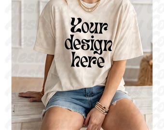 1717 Ivory Mockup Ivory Shirt Mockup Comfort Colors Mock CC1717 Ivory Mockup Boho Mockup Oversized Shirt Mock Preppy Mockup Aesthetic Mockup