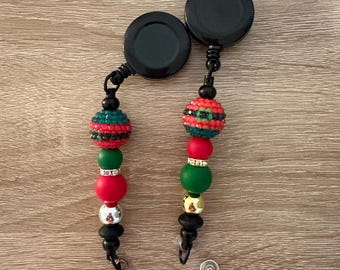 Badgehaspel met kralen - kerstmanriem