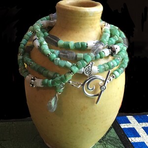 Chrysoprase & Sterling Silver Wrap Bracelet