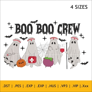 Nurse Boo Crew Embroidery Design 4 Sizes Halloween Ghost Nurse Costume Instant Download Machine Embroidery Pattern