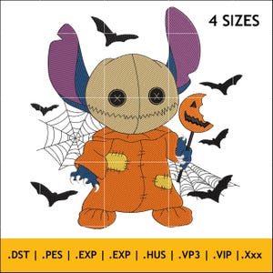 Halloween Spooky Trick or Treat Stitch Embroidery Design 4 Sizes Fun Cute Crossover Instant Download Machine Embroidery Pattern
