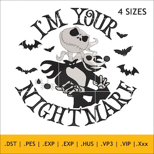 Halloween Nightmare Jack Skellington Stickdatei 4 Größen Spooky beträgt vor Weihnachten Instant Download Stickmuster
